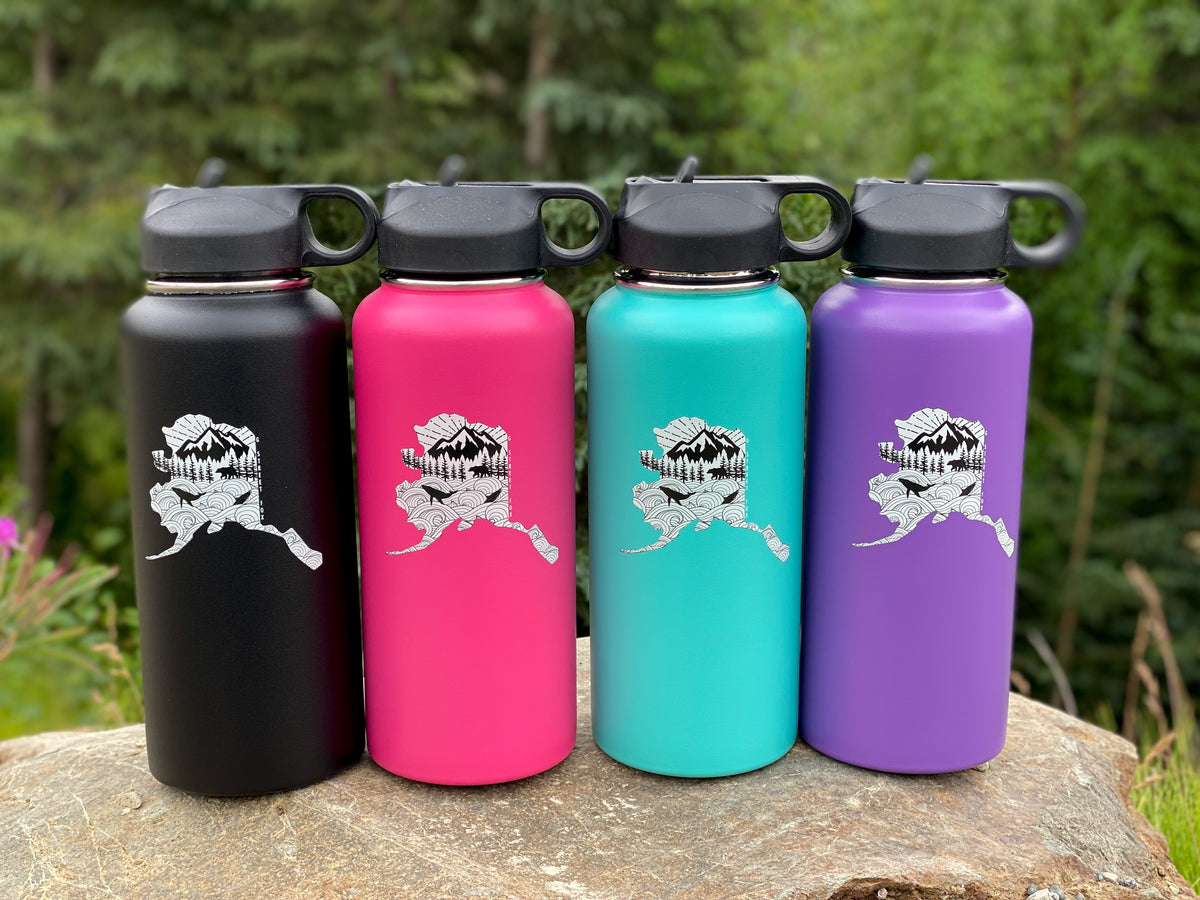 purple hydro flask water bottle Sticker for Sale by mostlybubble