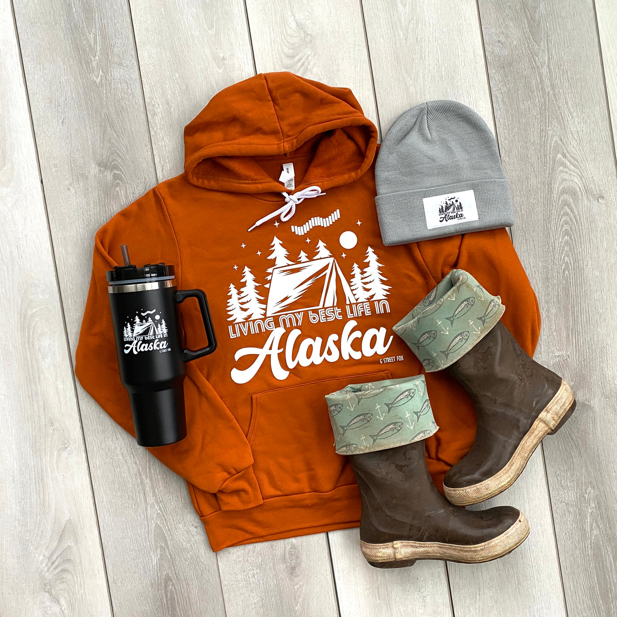 Living Best Life in Alaska Hoodie, Dark Grey – G STREET FOX BOUTIQUE