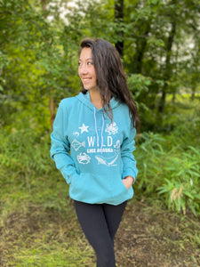 WILD like Alaska Hoodie, Heather Lagoon