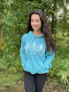 AK Flowers & Berries Hoodie, Heather Lagoon