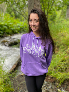 AK Flowers & Wildberries Hoodie (with "Alaska"), Purple