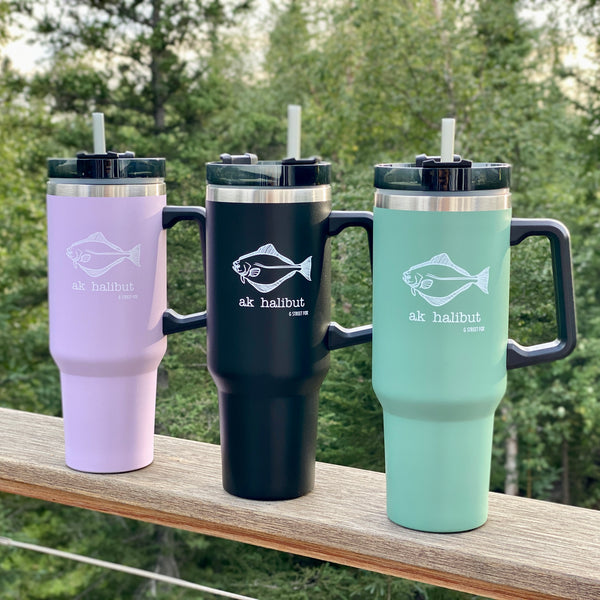 40oz Tumbler w/ Handle- Living Best Life in Alaska – G STREET FOX BOUTIQUE