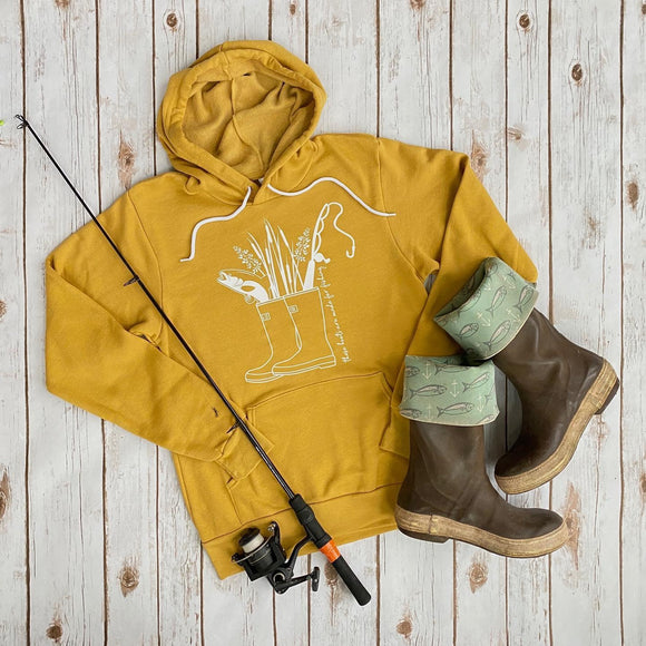 Boots for Fishing Hoodie, Mustard