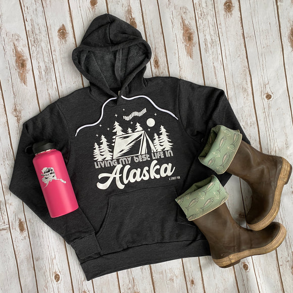 Living Best Life in Alaska Hoodie, Dark Grey – G STREET FOX BOUTIQUE